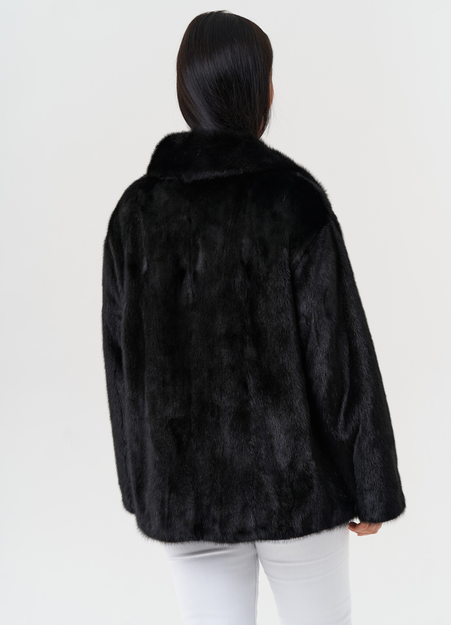 Укороченная женская шуба из меха норки  модель № 27590 универмаг малина