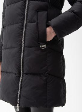 Комбинированный женский пуховик с капюшоном