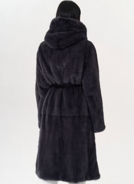 Шуба из норки с капюшоном
