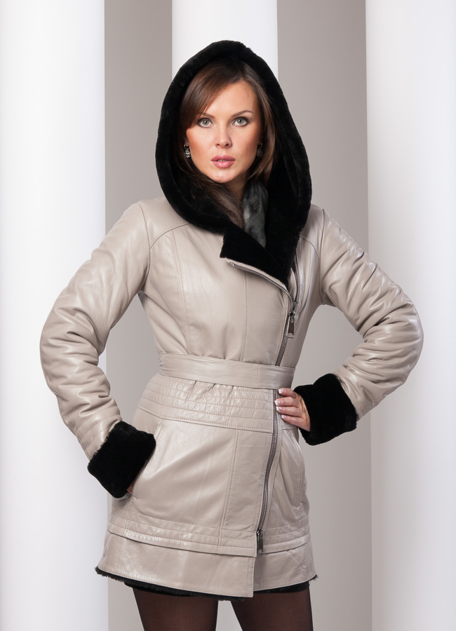 фото Дубленка кожаная бежевая модель № D-60 фото Дубленка кожаная бежевая модель № D-60