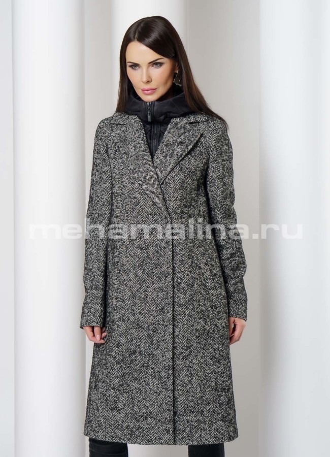 Расклешенное пальто на кнопках модель № 413 универмаг малина