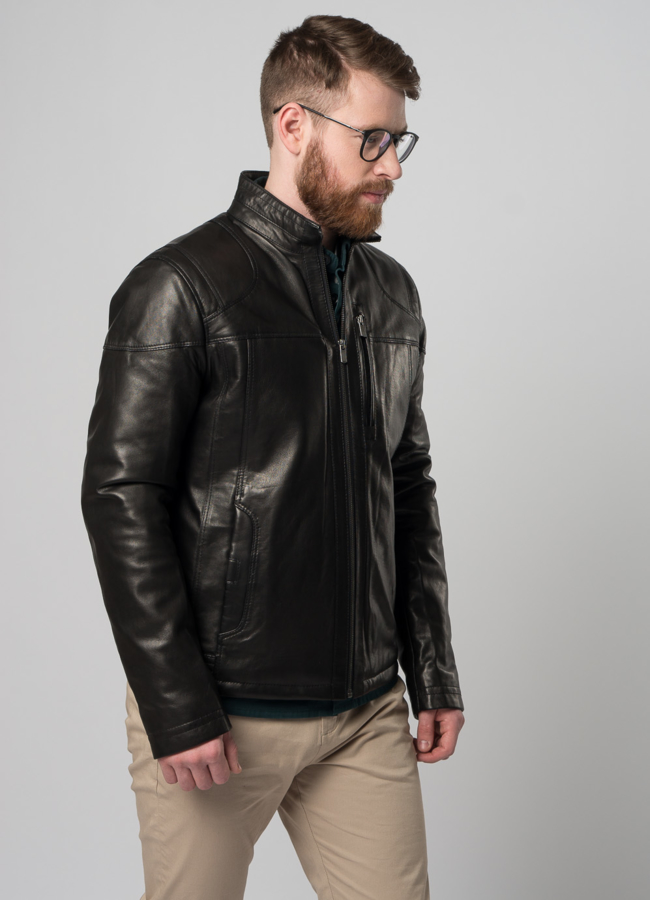 Кожаная куртка на молнии модель № 865 универмаг малина