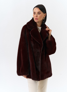 Женская шуба из скандинавской норки с английским воротником