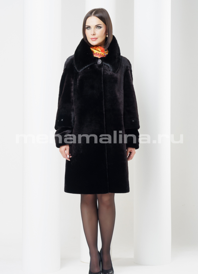 Шуба из мутона, цвет шоколад модель № S-426 в рассрочку