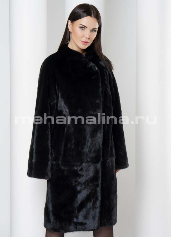 Норковая шуба  модель № S-708 меха малина