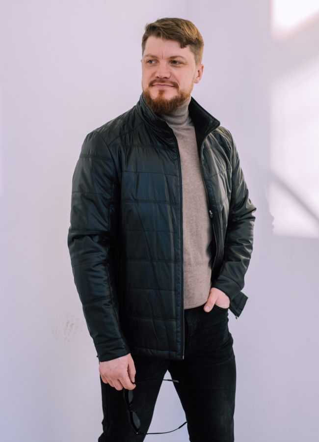 Куртка мужская с воротником стойка модель № 22417 меха малина