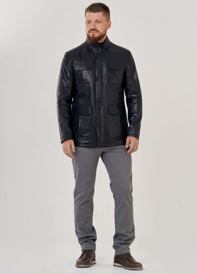 Мужская кожаная куртка  модель № 23147 в кредит