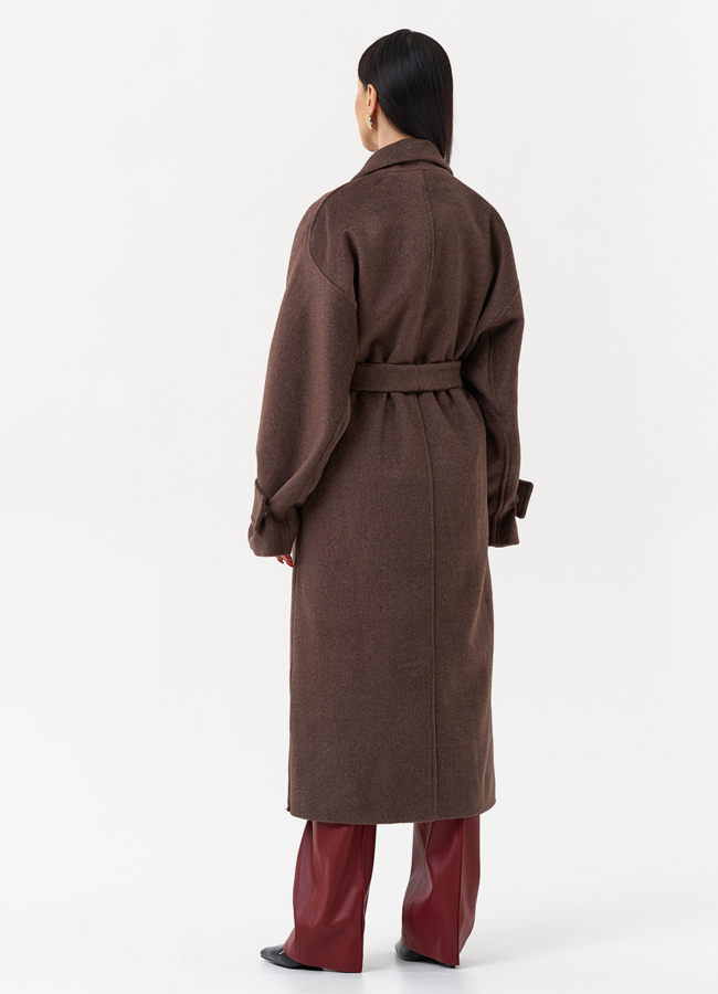 Длинное женское пальто с английским воротником модель № 30201 в рассрочку