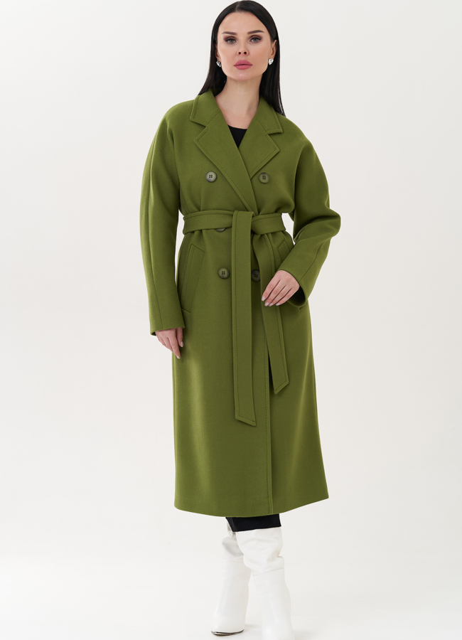 Женское пальто в зеленом цвете модель № 26421 в рассрочку
