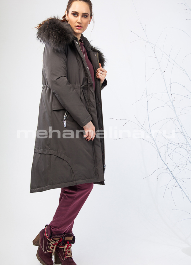 Тканевый пуховик-парка модель № П-193 универмаг малина