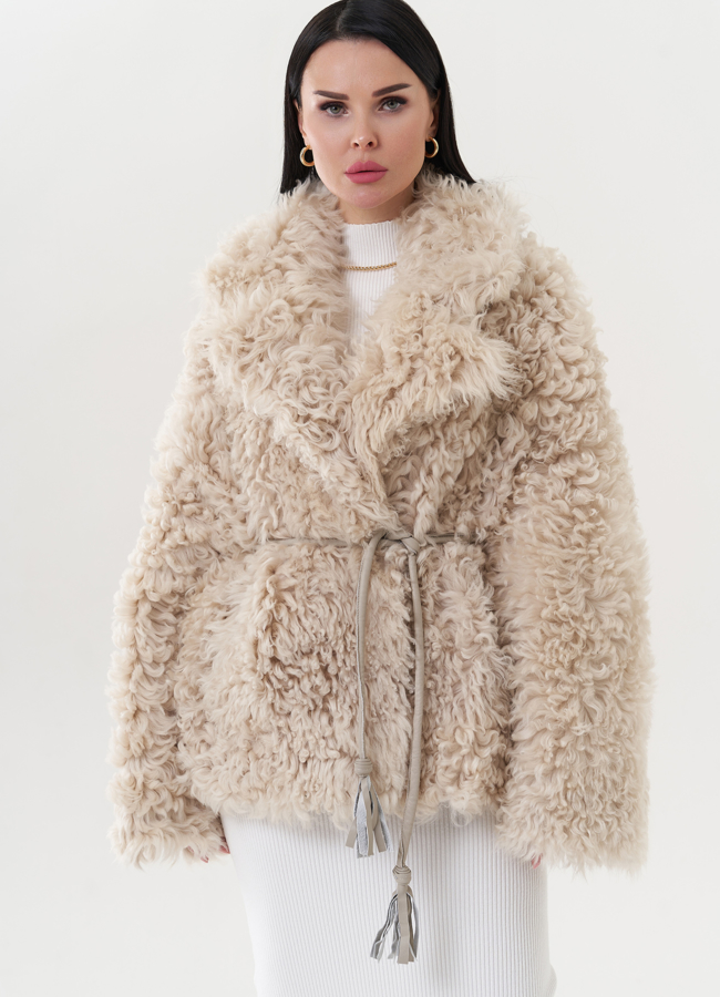 Натуральная двухсторонняя дубленка модель № 26828 универмаг малина