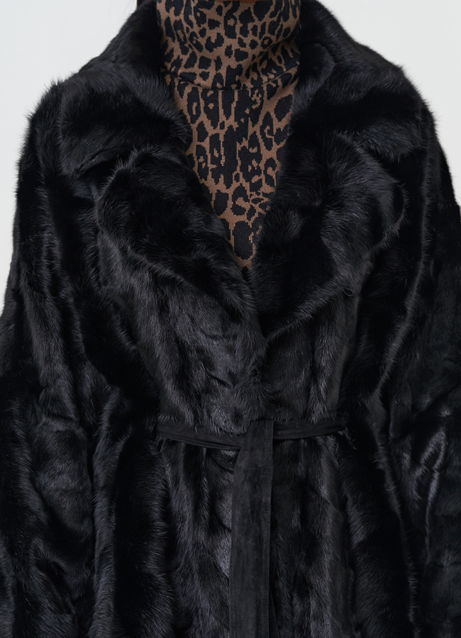 Шуба из меха норки с английским воротником модель № 28586 в кредит