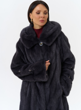 Шуба из меха норки с капюшоном