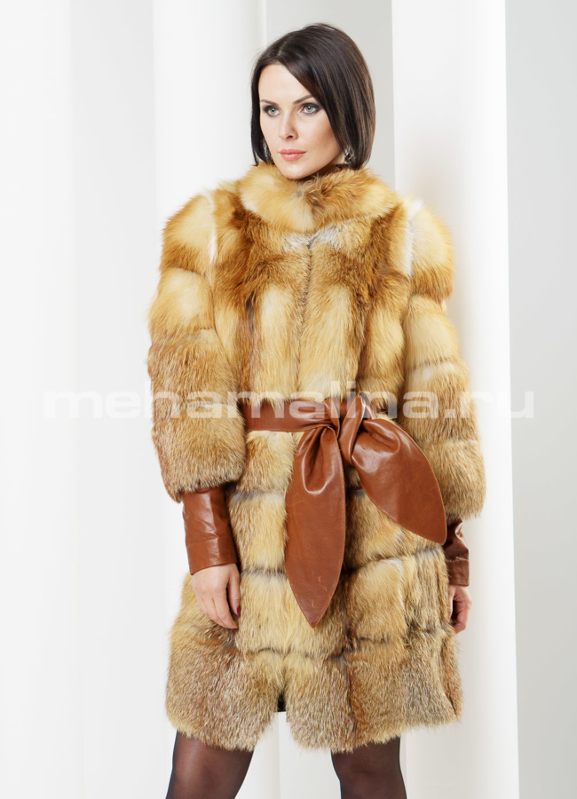 фото Шуба из лисы, съемный рукав модель № S-254