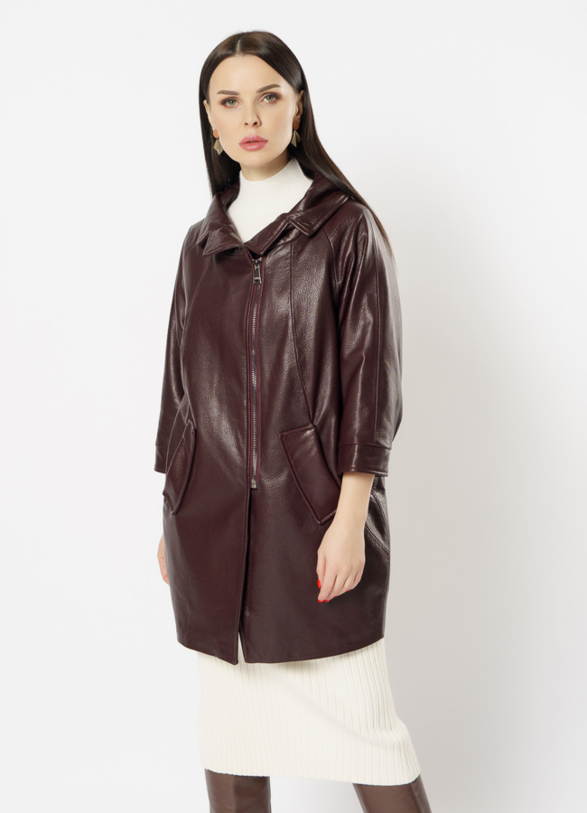 Кожаное пальто модель № 10865 универмаг малина