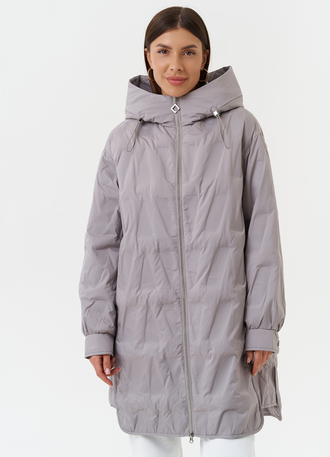 Женское стеганое пальто модель № 27881 меха малина