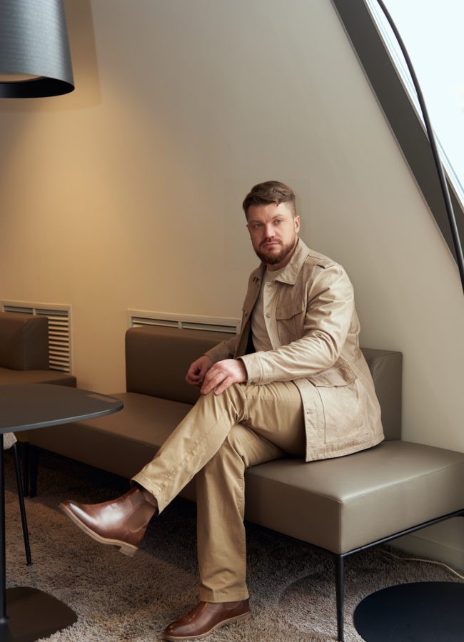 Мужская куртка из натуральной кожи на пуговицах модель № W812 в рассрочку