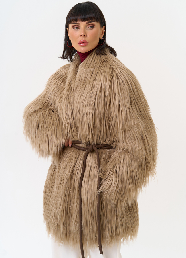 Женская шуба из эко меха с декоративным поясом модель № 31532 в рассрочку Женская шуба из эко меха с декоративным поясом модель № 31532 в рассрочку