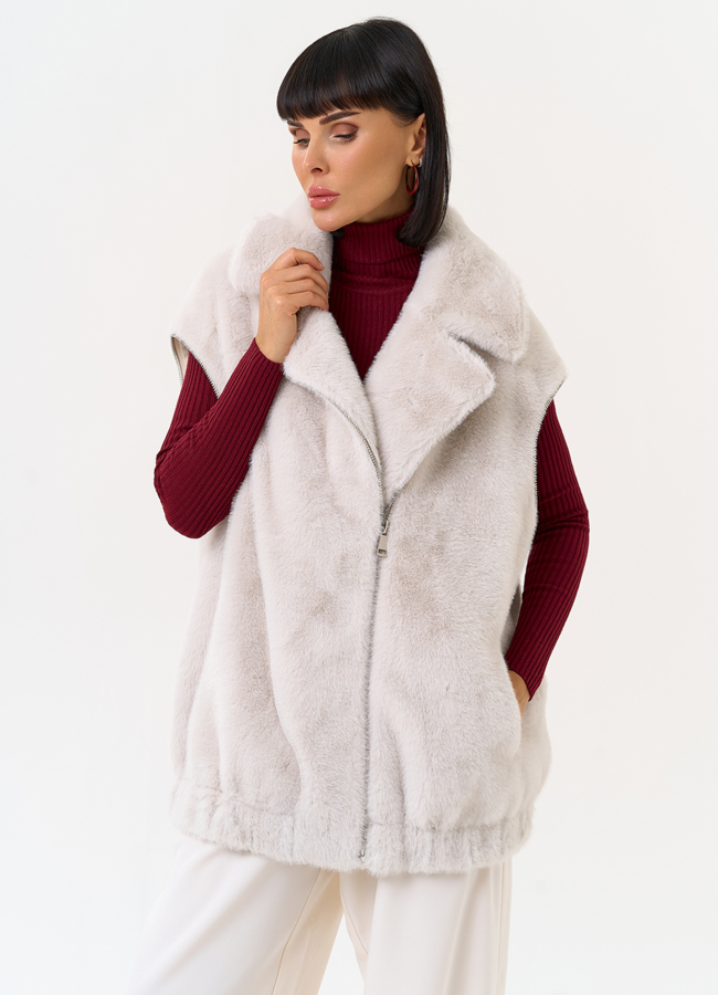 Женский бомбер из эко меха со съемными рукавами модель № 31276 универмаг малина Женский бомбер из эко меха со съемными рукавами модель № 31276 универмаг малина