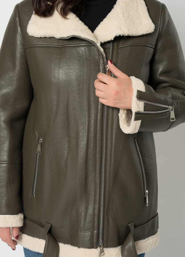 Дубленка пилот из эко кожи модель № 18999 универмаг малина