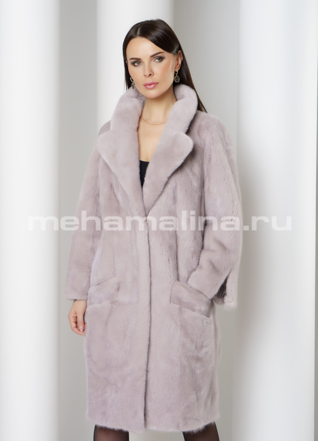 Норковая шуба с английским воротником модель № S-756 универмаг малина