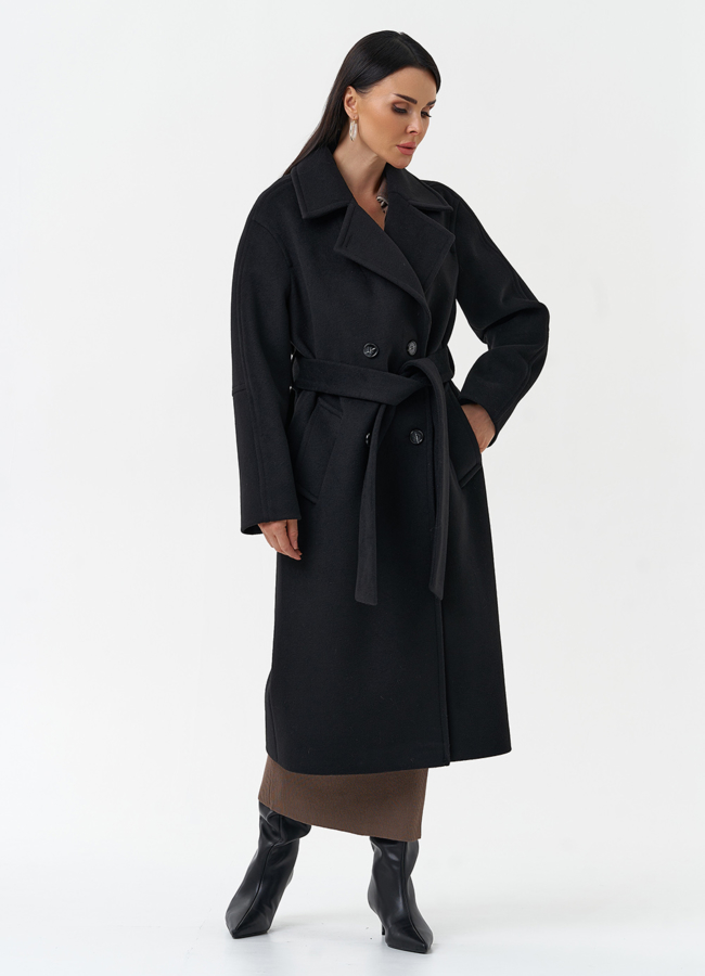 Двубортное женское пальто  с английским воротником модель № 28677 универмаг малина