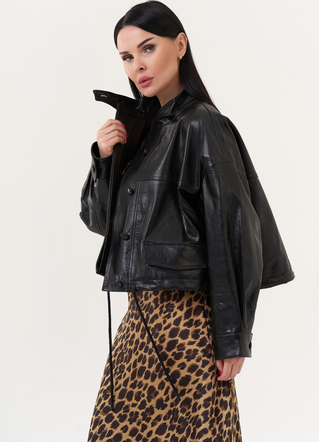 Куртка оверсайз из натуральной кожи модель № 26893 в кредит