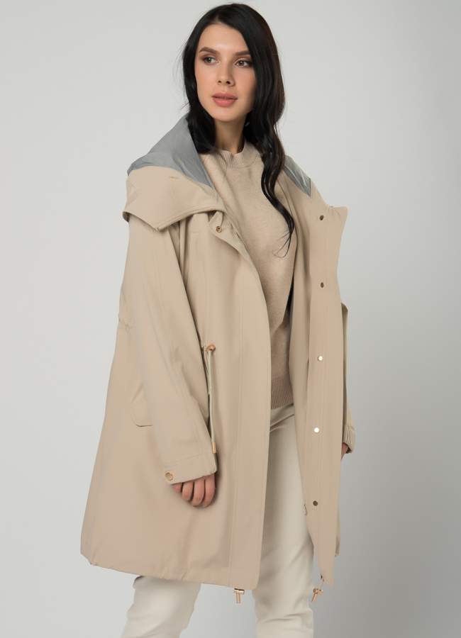 Светлая парка с мехом енота модель № 73381 универмаг малина