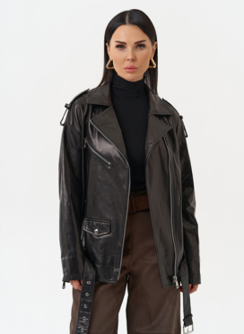 Удлиненная кожаная куртка-косуха Удлиненная кожаная куртка-косуха