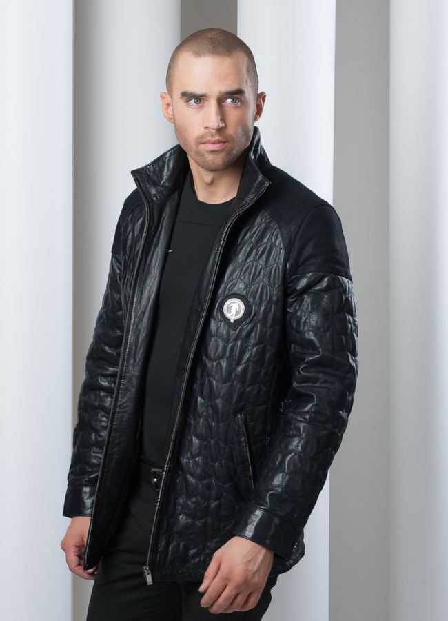 фото Кожаная куртка на молнии Bikkembergs модель № KP-53