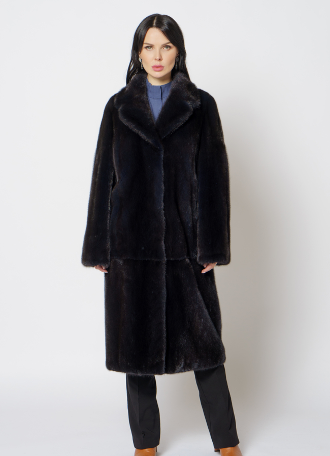 фото Норковая шуба с английским воротником модель № 16942