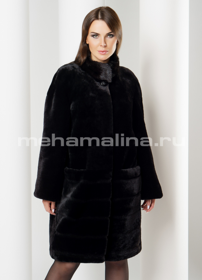 Шуба со стойкой модель № S-611 универмаг малина