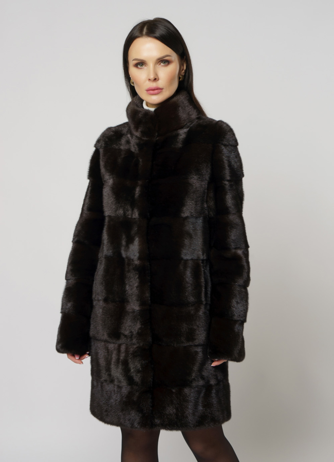 Норковая шуба трансформер в цвете махагон модель № 2105 универмаг малина