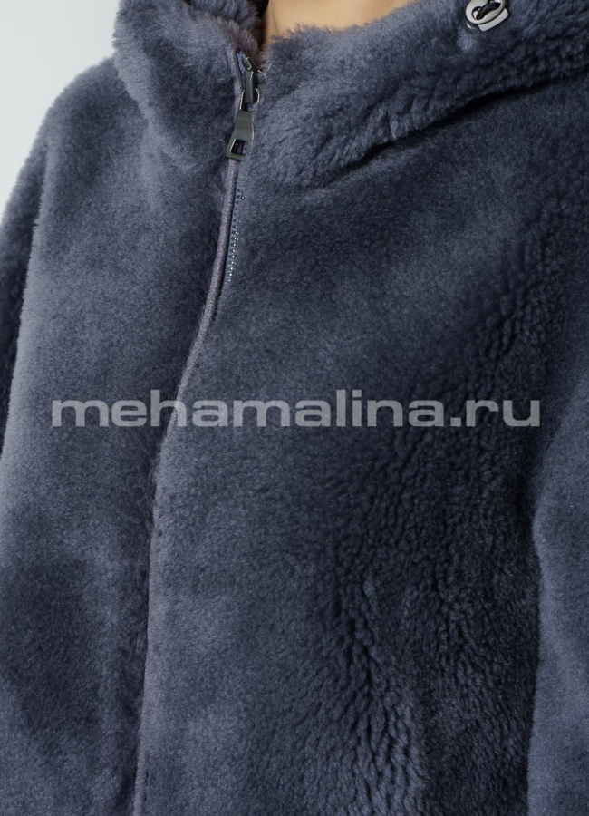 Шуба на молнии с капюшоном в цвете черника модель № 88216 универмаг малина