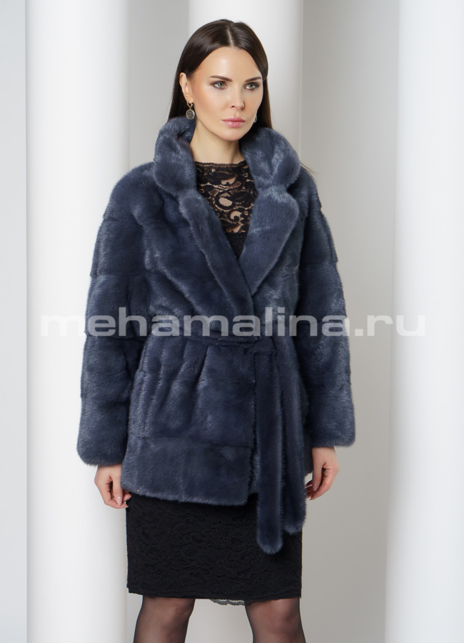 Укороченная норковая шуба в цвете графит модель № S-758 универмаг малина