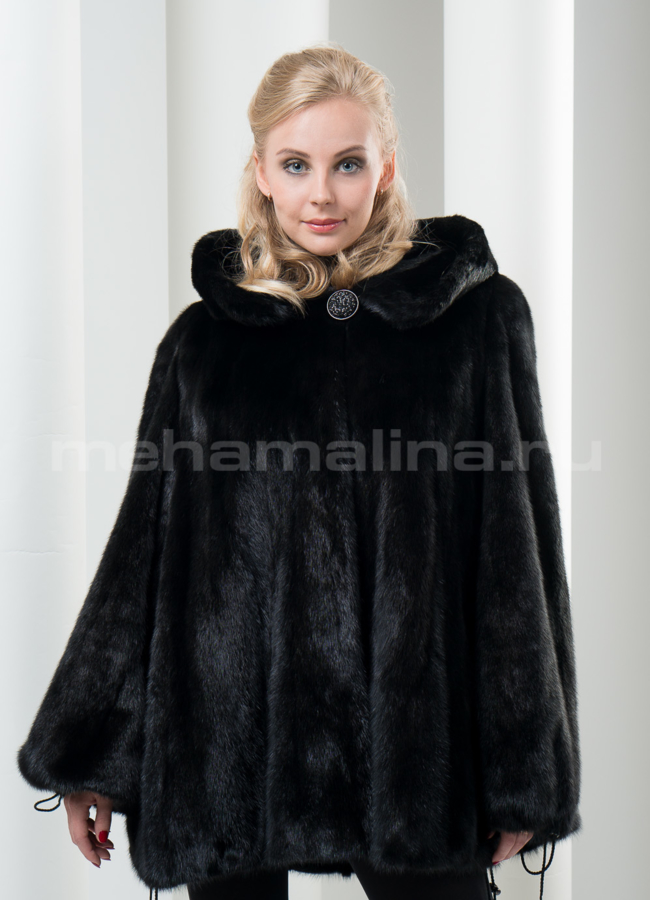 Норковая шуба на кулиске, укороченная модель № S-89 меха малина