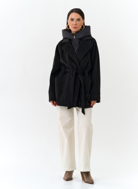 Женское пальто со съемный капюшоном