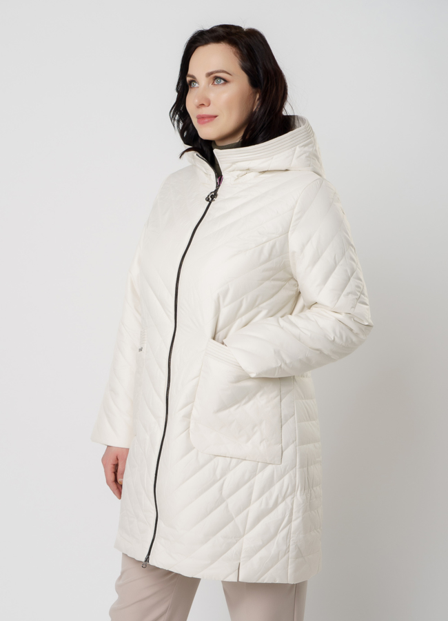 Полупальто женское белого цвета модель № 116А в рассрочку