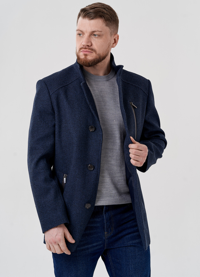 Мужское пальто  модель № 24348 меха малина