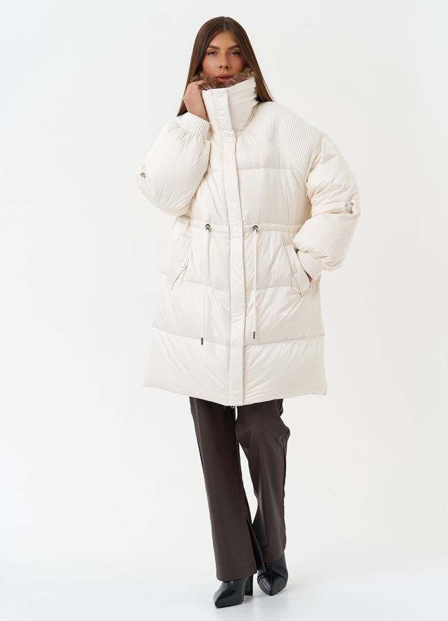 Пуховик с отделкой из меха лисы модель № 28827 в рассрочку