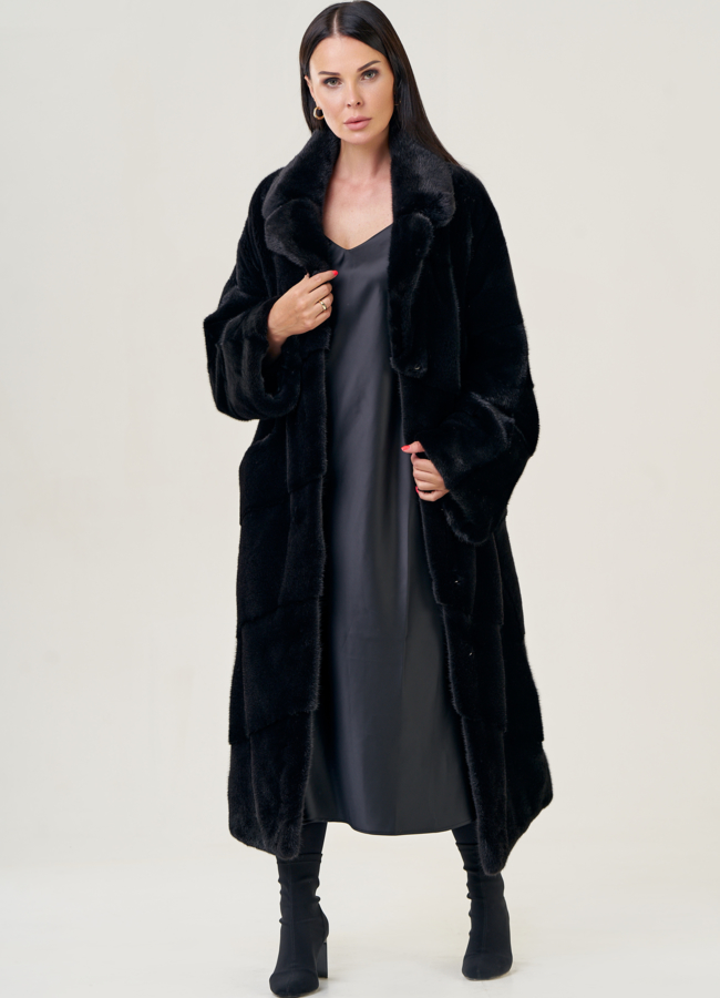 Шуба из скандинавской норки с английским воротником модель № 23089 в рассрочку