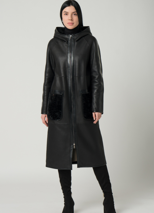 Двустороння женская дубленка из астрагана  модель № 22236 универмаг малина