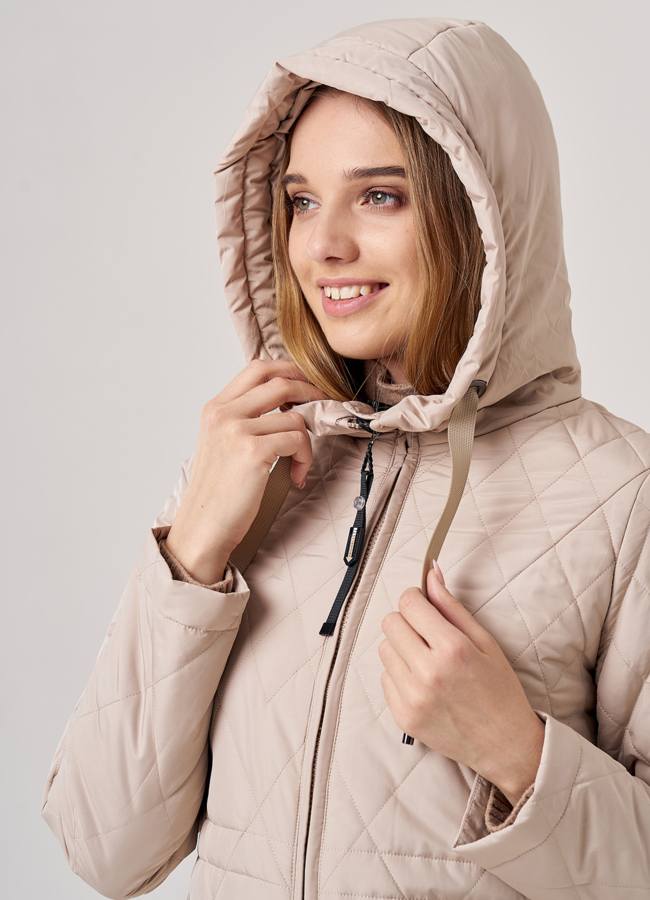 Полупальто женское бежевого цвета модель № 20603 универмаг малина