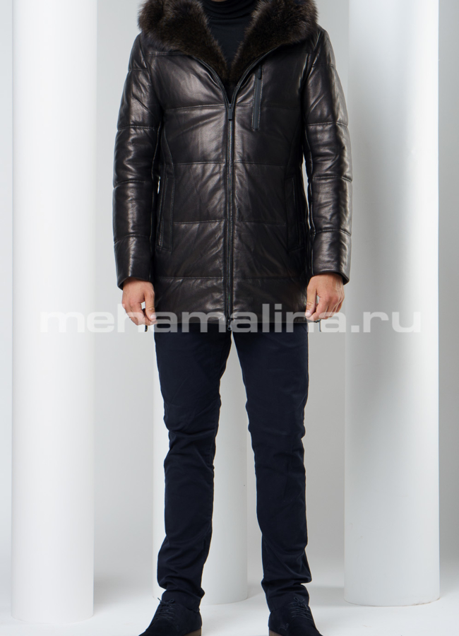 Удлиненный пуховик модель № ПМ-90 универмаг малина