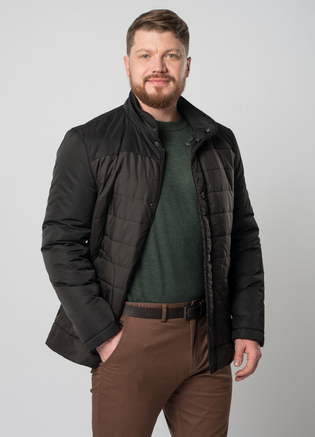 Мужская утепленная куртка черного цвета модель № H-330B универмаг малина