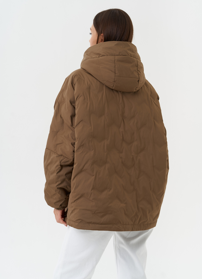 Женская куртка оверсайз с капюшоном модель № 27870 универмаг малина