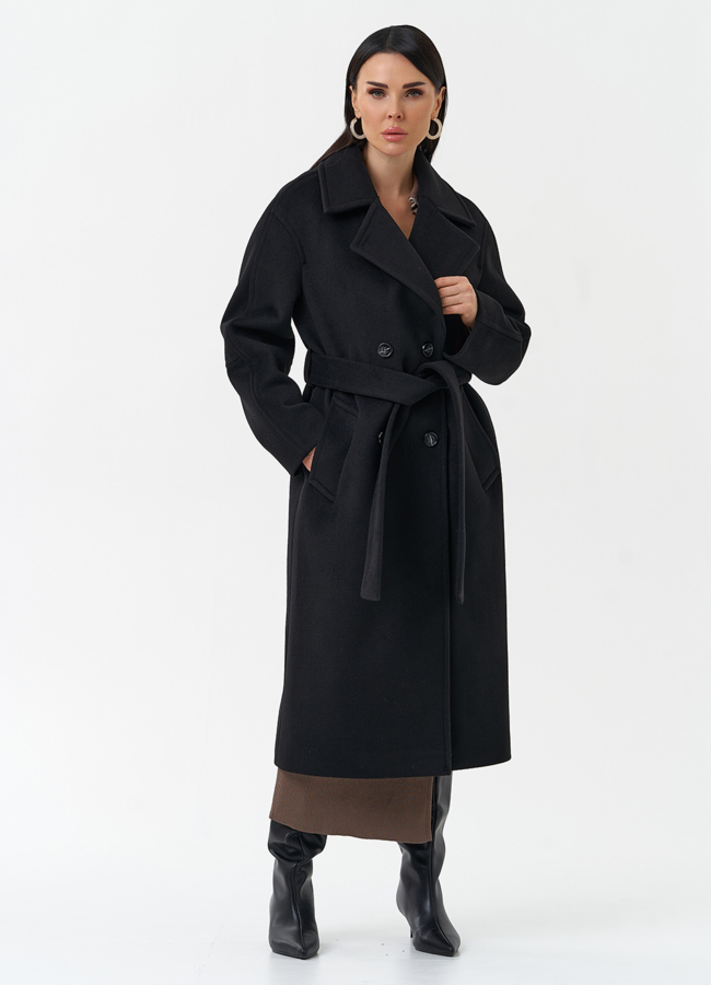 Двубортное женское пальто  с английским воротником модель № 28677 в рассрочку