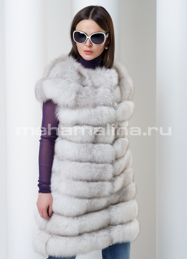 Жилет из песца модель № M-133 меха малина