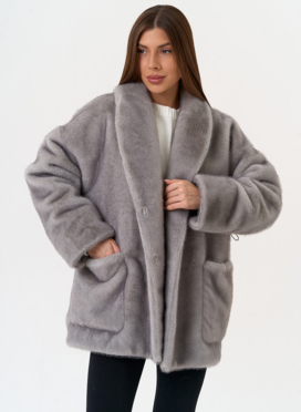 Женская шуба из эко меха с воротником шаль Женская шуба из эко меха с воротником шаль