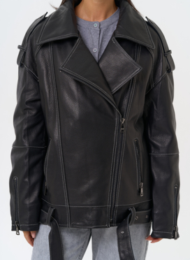 Куртка из натуральной кожи с капюшоном